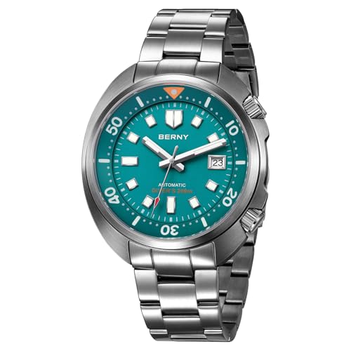 BERNY Automatische Herrenuhr Tauchuhr 20ATM Wasserdicht Herrenanaloge Mechanische Armbanduhr mit Superluminisierter Voll Edelstahl AR-Koating Saphirglas Mode Tauchuhr Geburtstagsgeschenk von BERNY