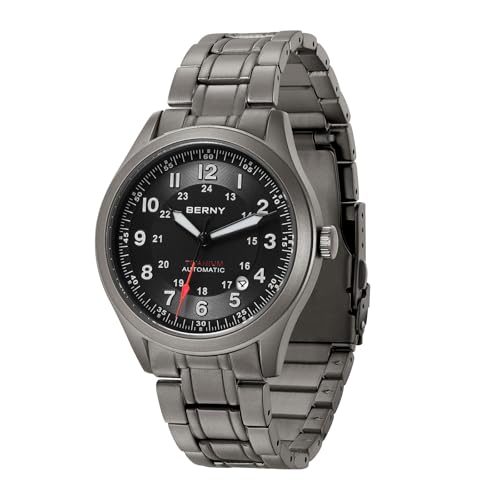 BERNY Automatische Titanuhr für Herren, klassische Herren-Armbanduhr, super leuchtend, 10 ATM wasserdicht, analog, mechanische Armbanduhr, Volltitan, AR-Saphirglas, Datumskalender, Geburtstagsgeschenk BERNY Automatische Titanuhr für Herren, klassische Herren-Armbanduhr, super leuchtend, 10 ATM wasserdicht, analog, mechanische Armbanduhr, Volltitan, AR-Saphirglas, Datumskalender, Geburtstagsgeschenk von BERNY