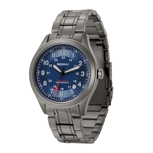 BERNY Automatische Titanuhr für Herren, klassische Herren-Armbanduhr, super leuchtend, 10 ATM wasserdicht, analog, mechanische Armbanduhr, Volltitan, AR-Saphirglas, Datumskalender, Geburtstagsgeschenk BERNY Automatische Titanuhr für Herren, klassische Herren-Armbanduhr, super leuchtend, 10 ATM wasserdicht, analog, mechanische Armbanduhr, Volltitan, AR-Saphirglas, Datumskalender, Geburtstagsgeschenk von BERNY