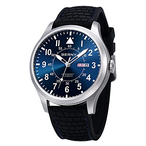 BERNY Herren Automatikuhr Oversize Super Luminous Mechanische Armbanduhr 20ATM wasserdichte Selbstwicklung Saphirglas Taucheruhren von BERNY