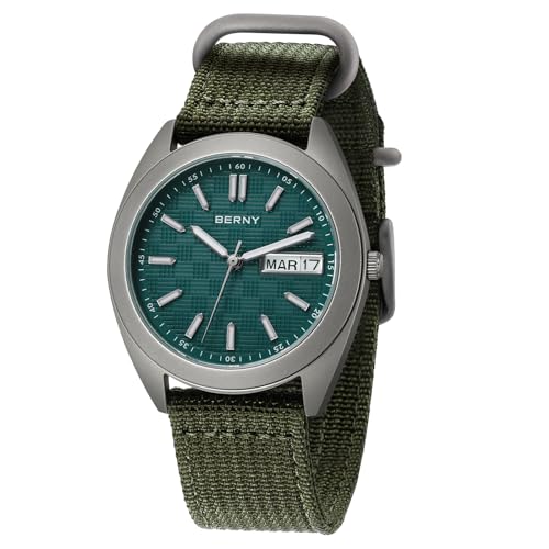 BERNY Herrenuhr Titanuhr 10ATM Wasserdicht Analog Quarz Uhren Super Leuchtend von BERNY