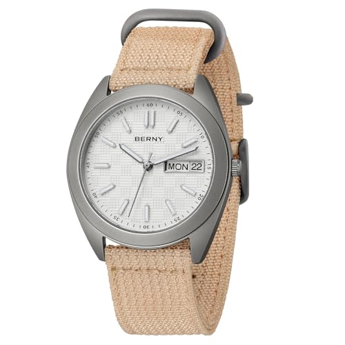 BERNY Herrenuhr Titanuhr 10ATM Wasserdicht Analog Quarz Uhren Super Leuchtend von BERNY