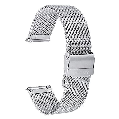 BERNY Mesh-Uhrenarmband, 24 mm, Schnellverschluss, Milanaise-Edelstahl-Mesh-Armband für Ersatz, einfache Größenanpassung von BERNY