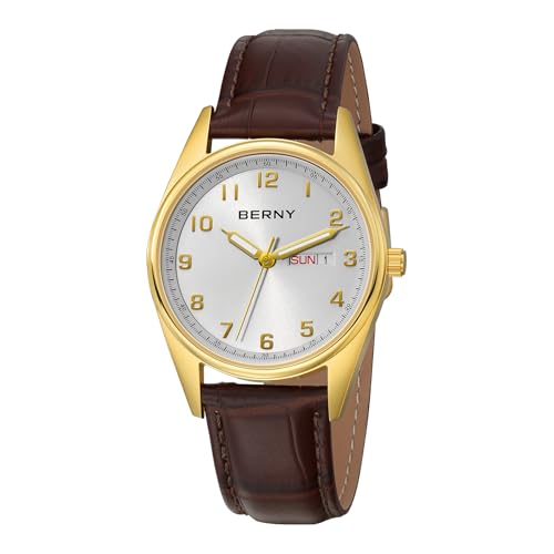 BERNY Quarz Uhr für Männer Analog Armbanduhr Mode Dress Uhr Leichte Lesbarkeit 3D Stereo Arabische Ziffernmarkierung Männliches Geburtstagsgeschenk von BERNY