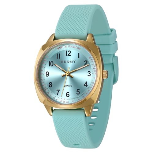 BERNY Quarzuhren Krankenschwester Uhr Easy Read Dial mit Pulsmesser Funktion 3ATM wasserdichte analoge Armbanduhr für Krankenschwester Mediziner Studenten Frauen von BERNY