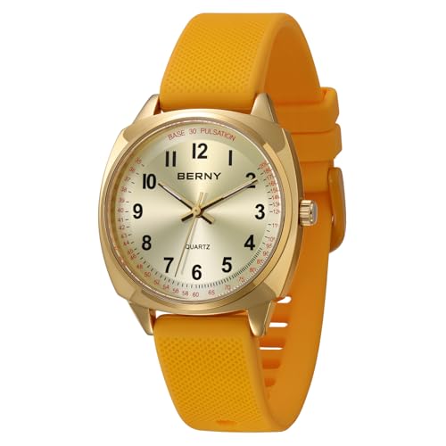 BERNY Quarzuhren Krankenschwester Uhr Easy Read Dial mit Pulsmesser Funktion 3ATM wasserdichte analoge Armbanduhr für Krankenschwester Mediziner Studenten Frauen von BERNY