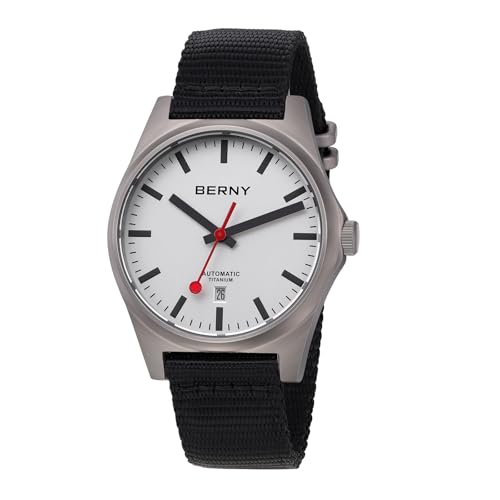 BERNY Titan-Uhr Automatikuhr für Männer Klassische mechanische Armbanduhr Canvas-Armband 10ATM Wasserdicht Saphir-Linse leuchtende Herren-Alltags-Schmuckuhren von BERNY