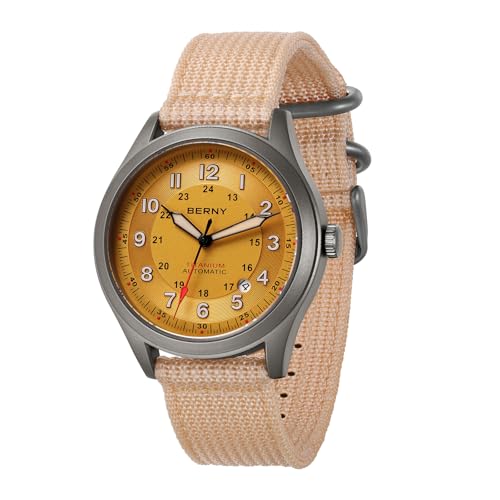 BERNY Titanium Herrenuhr Automatische Armbanduhr Super Leuchtkraft 10ATM Wasserdicht Klassische Analoguhr Mechanische Uhr AR Saphirglas von BERNY