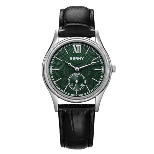 BERNY Uhr Für Herren Quarz Armbanduhr Mode Analog Quarzuhren Männliche Vintage Uhr Wasserdicht Echt Lederband Geburtstagsgeschenk von BERNY
