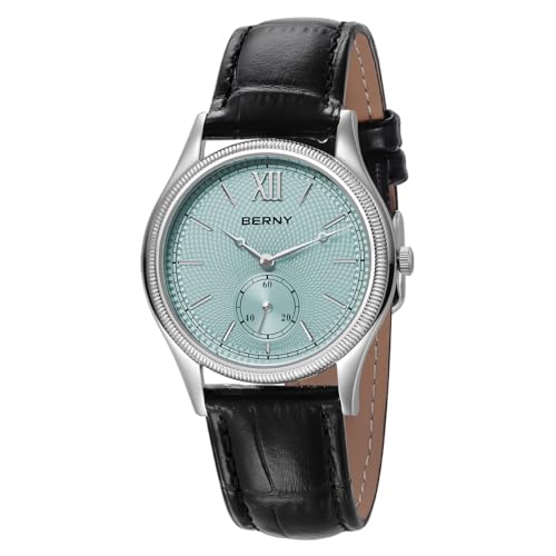 BERNY Uhr Für Herren Quarz Armbanduhr Mode Analog Quarzuhren Männliche Vintage Uhr Wasserdicht Echt Lederband Geburtstagsgeschenk von BERNY