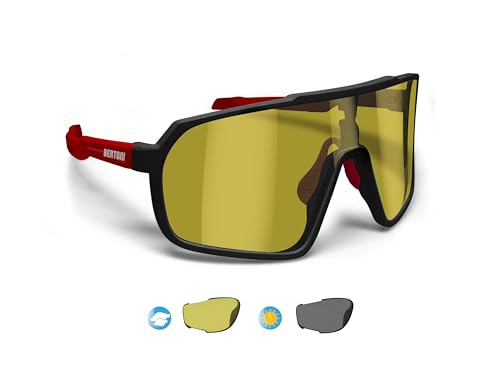 BERTONI Radfahren MTB Lauf Sportbrille für Männer Frauen in TR90 Photochrom Polarisiert Weitwinkelobjektiv mod. GEMINI von Bertoni