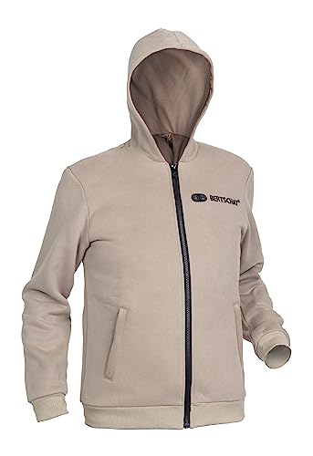 BERTSCHAT Beheizbarer Hoodie Herren – Heizjacke | Heizpullover | Kapuzenjacken mit Powerbank | 10 Heizzonen & 3 Heizstufen | Waschbar | S | Beige von BERTSCHAT
