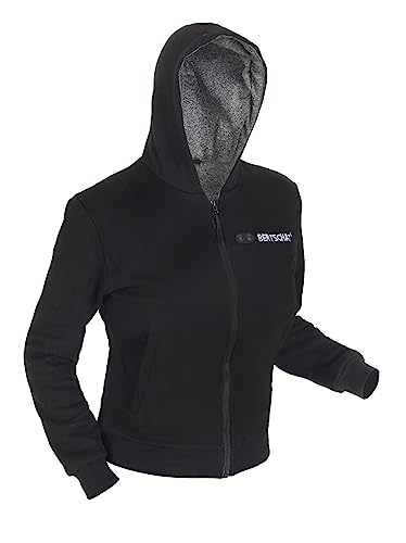 BERTSCHAT Beheizbarer Hoodie Damen – Heizjacke | Heizpullover | Kapuzenjacke mit Powerbank | 10 Heizzonen & 3 Heizstufen | Waschbar | Schwarz | L von BERTSCHAT