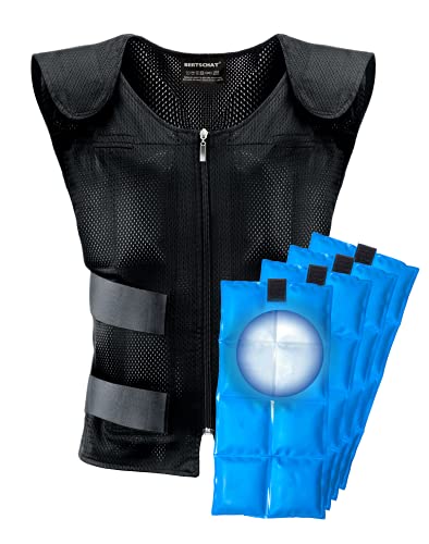 BERTSCHAT Kühlweste Kühlelementen PRO - Hoher Komfort - Phase Change Material - Geeignet für Arbeit und Freizeit - Kühlende Weste Herren und Dames - Verstellbare Weste One Size von BERTSCHAT