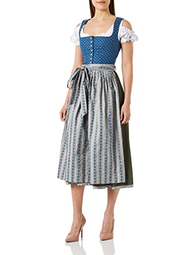 BERWIN & WOLFF TRACHT FOLKLORE LANDHAUS Damen 826071 Kleid, Olivgrün mit Blau, 44 von Berwin & Wolff