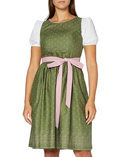 BERWIN & WOLFF TRACHT FOLKLORE LANDHAUS Damen 895815 Kleid, Olivgrün mit rosa, 40 von Berwin & Wolff