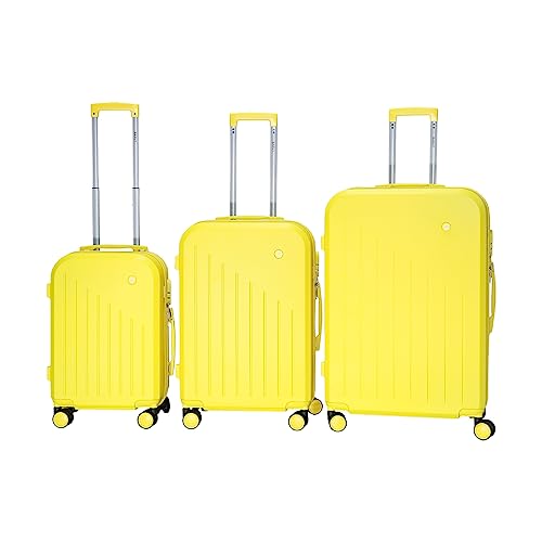 BERWIN Kofferset 3-teilig Reisekoffer Koffer Trolley Hartschalenkoffer ABS Teleskopgriff Beautycase Modell ARES (Gelb) von BERWIN