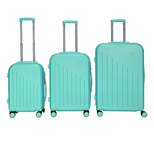 BERWIN Kofferset 3-teilig Reisekoffer Koffer Trolley Hartschalenkoffer ABS Teleskopgriff Beautycase Modell ARES (Grün) von BERWIN