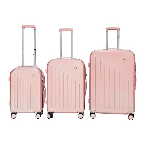 BERWIN Kofferset 3-teilig Reisekoffer Koffer Trolley Hartschalenkoffer ABS Teleskopgriff Beautycase Modell ARES (Rosegold) von BERWIN