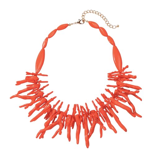 BERYOHZ Freigeistige Halskette aus Acryl mit Korallen und Perlen – verstellbarer böhmischer Urlaubsschmuck für Frauen, Acryl, Kein Edelstein von BERYOHZ