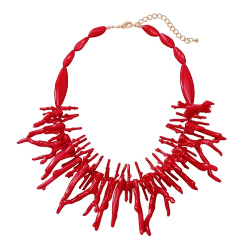 BERYOHZ Freigeistige Halskette aus Acryl mit Korallen und Perlen – verstellbarer böhmischer Urlaubsschmuck für Frauen, Acryl, Kein Edelstein von BERYOHZ