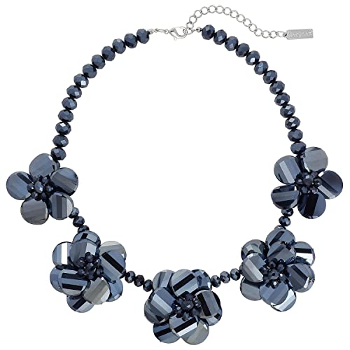 BERYOHZ Handgefertigte Halskette mit floralem Kristall und farbbeschichtetem Glas für Damen, Glas, Kein Edelstein BERYOHZ Handgefertigte Halskette mit floralem Kristall und farbbeschichtetem Glas für Damen, Glas, Kein Edelstein von BERYOHZ