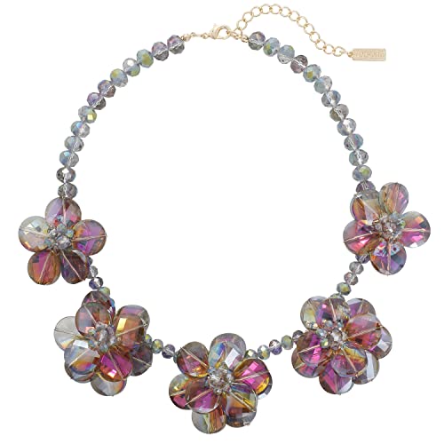 BERYOHZ Handgefertigte Halskette mit floralem Kristall und farbbeschichtetem Glas für Damen, Glas, Kein Edelstein von BERYOHZ