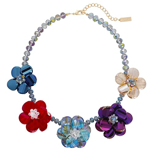BERYOHZ Handgefertigte Halskette mit floralem Kristall und farbbeschichtetem Glas für Damen, Glas, Kein Edelstein BERYOHZ Handgefertigte Halskette mit floralem Kristall und farbbeschichtetem Glas für Damen, Glas, Kein Edelstein von BERYOHZ