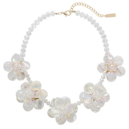 BERYOHZ Handgefertigte Halskette mit floralem Kristall und farbbeschichtetem Glas für Damen, Glas, Kein Edelstein von BERYOHZ