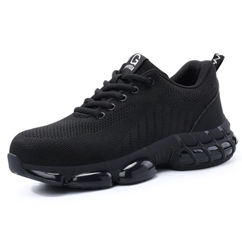 Arbeitsschuhe Herren Damen Sportlich Leicht Sicherheitsschuhe Atmungsaktiv Stahlkappe Sneaker von BESKEE