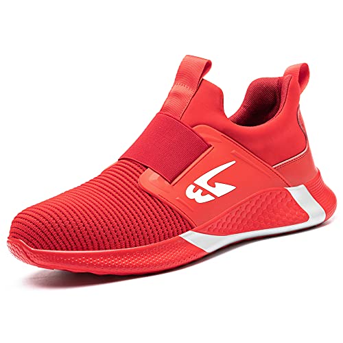 Sicherheitsschuhe Herren Damen Arbeitsschuhe mit Stahlkappen Leicht Sportlich Schutzschuhe Rot 45 EU von BESKEE