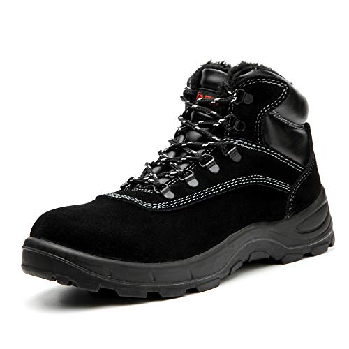 Sicherheitsschuhe Herren Damen S3 Wasserdicht Arbeitsschuhe Winter Sicherheitsstiefel mit Stahlkappe & Warm Gefütterte von BESKEE