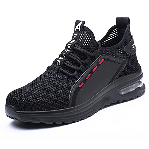 Sicherheitsschuhe Herren Sportlich Leicht Arbeitsschuhe Damen Atmungsaktiv Stahlkappe Sneaker Schwarz 01 36 EU von BESKEE