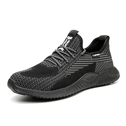 BESKEE Sicherheitsschuhe Herren Sportlich Leicht Arbeitsschuhe Damen Atmungsaktiv Stahlkappe Sneaker 35-46 von BESKEE