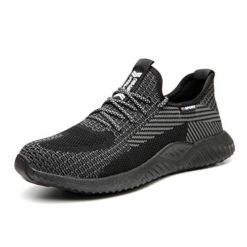 Sicherheitsschuhe Herren Sportlich Leicht Arbeitsschuhe Damen Atmungsaktiv Stahlkappe Sneaker 35-46 von BESKEE
