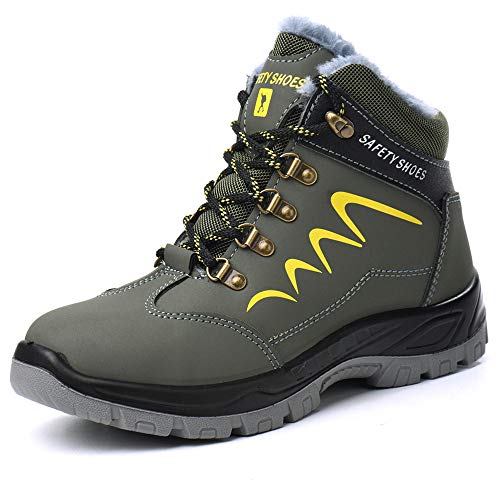 Winter Sicherheitsschuhe Herren S3 Wasserdicht Arbeitsschuhe Damen Sicherheitsstiefel mit Stahlkappe & Warm Gefütterte von BESKEE