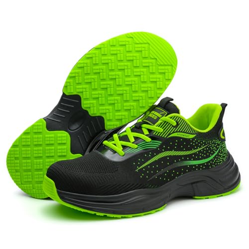 Sicherheitsschuhe Herren Damen Arbeitsschuhe Leicht Sportlich rutschfeste Arbeitsturnschuhe mit Stahlkappen von BESKEE