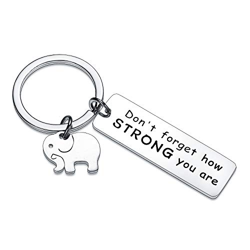 BESPMOSP Inspirierender Schlüsselanhänger mit Aufschrift "Don't Forget How Strong You Are", Geschenke für Elefantenliebhaber, Vergessen Sie nicht, wie stark Sie sind, Einheitsgröße von BESPMOSP