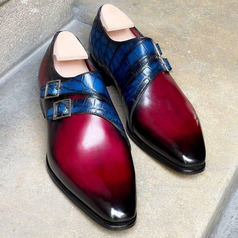 Maßgeschneiderte Schuhe, Die Handgemachte Herren Zweifarbige Doppelte Monk Strep Schuhe Formelle Kleidschuhe Machen von BESPOKESHOEMAKING