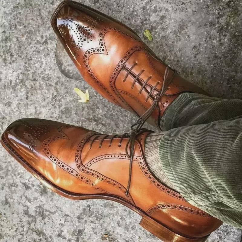 Maßgeschneiderte Schuhe Machen Handgefertigte Herren Tan Brown Leder Brogue Formelle Schnürschuhe von BESPOKESHOEMAKING