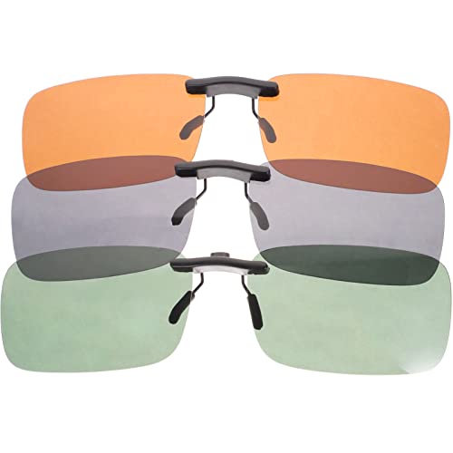 3 Stück Polarisierte Sonnenbrillen Clip-on Aufsatz – Leichte Und Tragbare Brillenclips FüR Myopie, Uv400 Schutz, Geeignet FüR Autofahren Und Outdoor-AktivitäTen (Grau, DunkelgrüN, Kaffee) von BESPORTBLE
