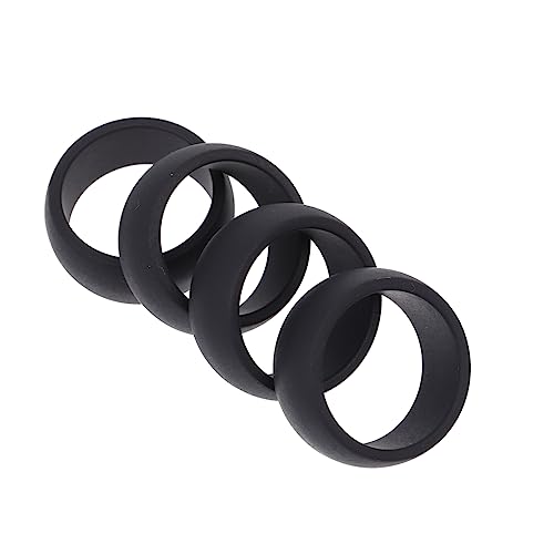 4 Stück Silikonringe Silikon-Herrenringe Damen-Eheringe Schwarze Ringe Fitnessstudio-Zubehör Fitness-Übungsringe Herren-Eheringe Fingerringe von BESPORTBLE