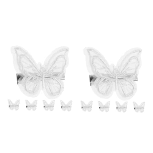 BESPORTBLE 1-5 Pcs Schmetterlingshaarklammern in Weiß – Elegante Haaraccessoires Mit Stickerei Und Spitze - Perfekt Für Frauen – Alligator Clips Und Bobby Pins Für Stilvolle Frisuren von BESPORTBLE