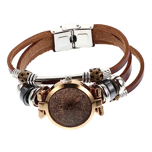 BESPORTBLE 1 PC Lederuhr Einfache Uhr Damen Armbanduhr Lederarmbanduhr Vintage Uhr Damenuhr Zarte Uhr Modische Armbanduhr Braun Quarz von BESPORTBLE
