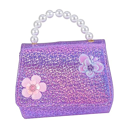 BESPORTBLE Mini Crossbody Bag Mit Blumenmuster Kettentasche Für Junge Mädchen Perlenhandtasche Mit Abnehmbarem Schultergurt Und Perlengriff Leicht Großes Fassungsvermögen von BESPORTBLE