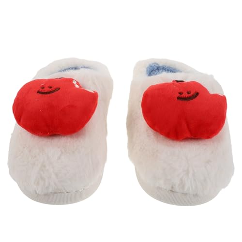 BESPORTBLE 1 Paar Apfelförmige Plüsch-Hausschuhe, weiche, warme und flauschige Winter-Slipper in Cartoon-Design, gemütliche Boden-Schuhe für Paare und Mädchen von BESPORTBLE
