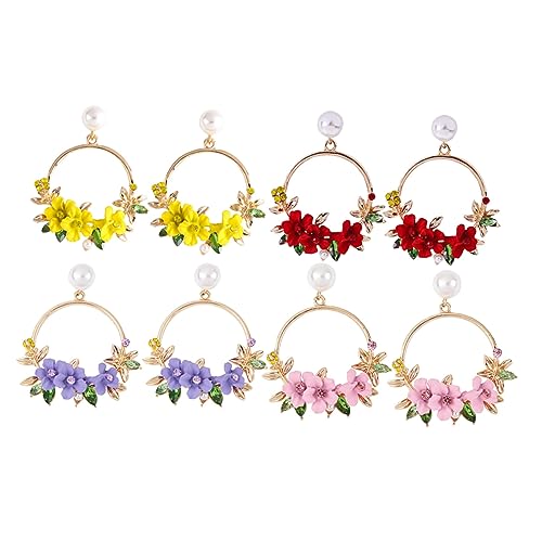 BESPORTBLE 1 Paar Blumenohrringe Legierungsohrringe Ohrringe Mit Eingelegten Diamanten Perlenohrringe Violett von BESPORTBLE