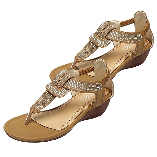 BESPORTBLE 1 Paar Damen Wedge Sandalen mit Sommer Schuhe für Freizeit Strand Hellbraun Bequeme Ethno Sandalen für Outfits BESPORTBLE 1 Paar Damen Wedge Sandalen mit Sommer Schuhe für Freizeit Strand Hellbraun Bequeme Ethno Sandalen für Outfits von BESPORTBLE