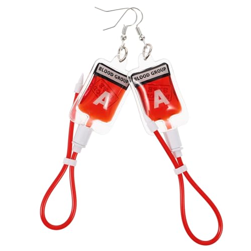 BESPORTBLE 1 Paar Dangle Ohrringe Funky Klein Farbig Klobig Ohrringe Baumeln Frauen Mädchen Tropfen Baumeln Mädchen Halloween Fälschung Für Anhänger Party Gruselig Ohrhänger Gold Plastik Rot von BESPORTBLE
