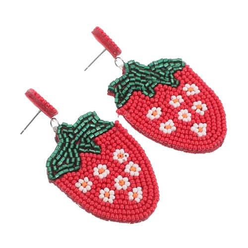 BESPORTBLE 1 Paar Erdbeerohrringe – Erdbeerperlen Ohrstecker Im Bohemian Stil Obst Ohrhänger Für Frauen Sommer Outfits Urlaub Festivals von BESPORTBLE